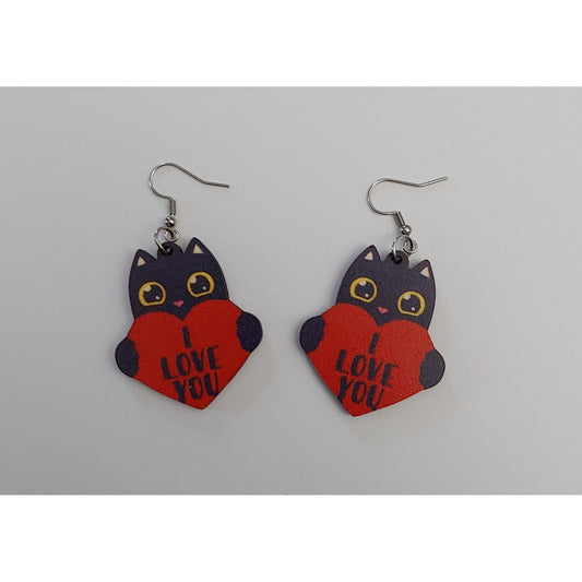 Earrings: Kitty I love you!